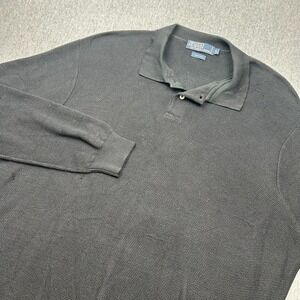 Polo Ralph Lauren Long Sleeve Open Knit Sweater Mens XL 100% Silk Black *FLAWS*‎